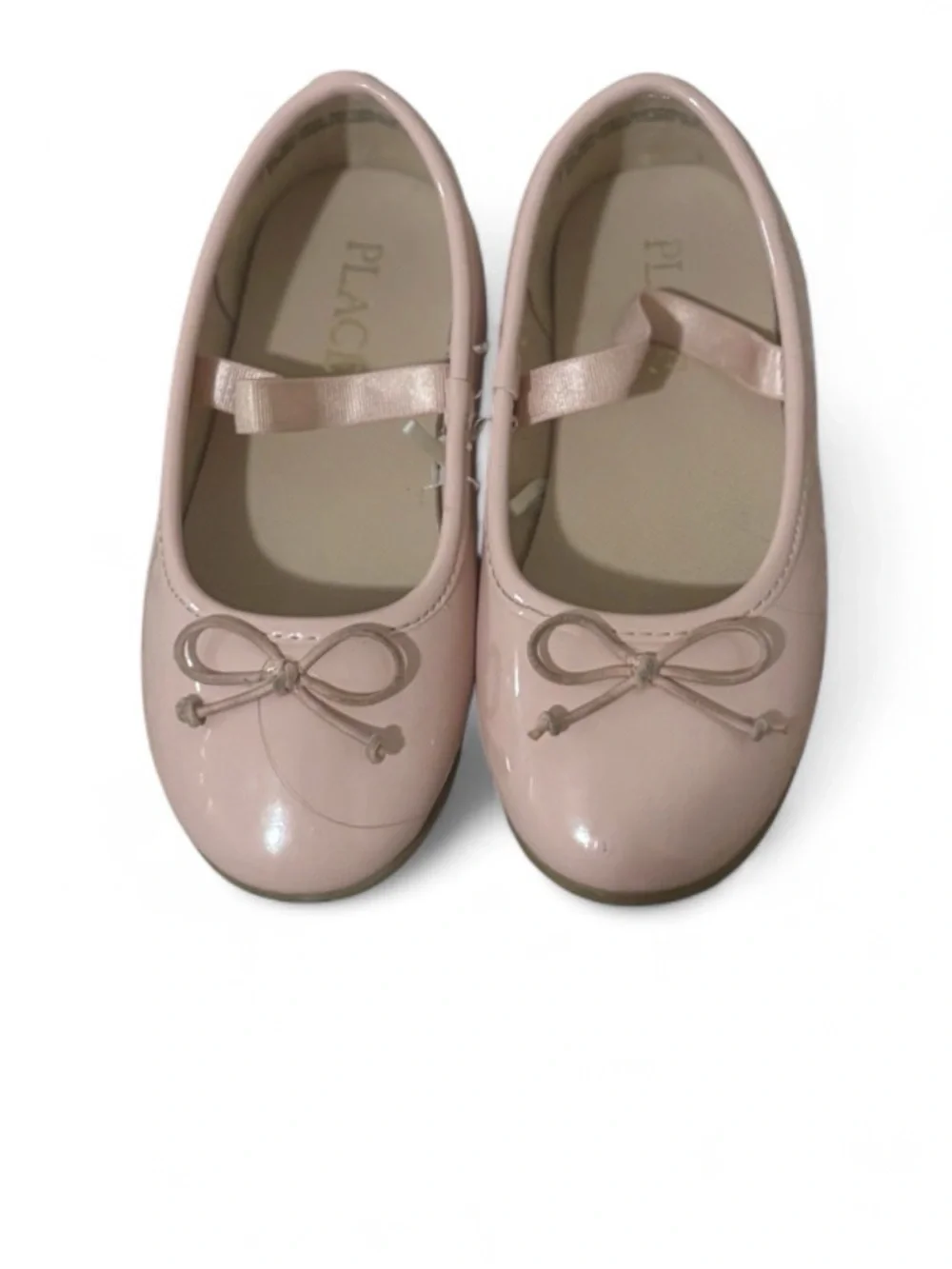 Place+Play Girls' Blush Patent Ballet Flats with Bow Strap